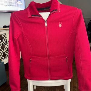 Spyder Red Fleece Coat/Jacket, Red sz Small